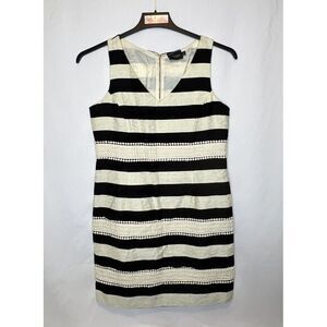 Just Taylor Women's Dress Size 12 Fit & Flare Sleeveless Black & Ivory Stripe‎